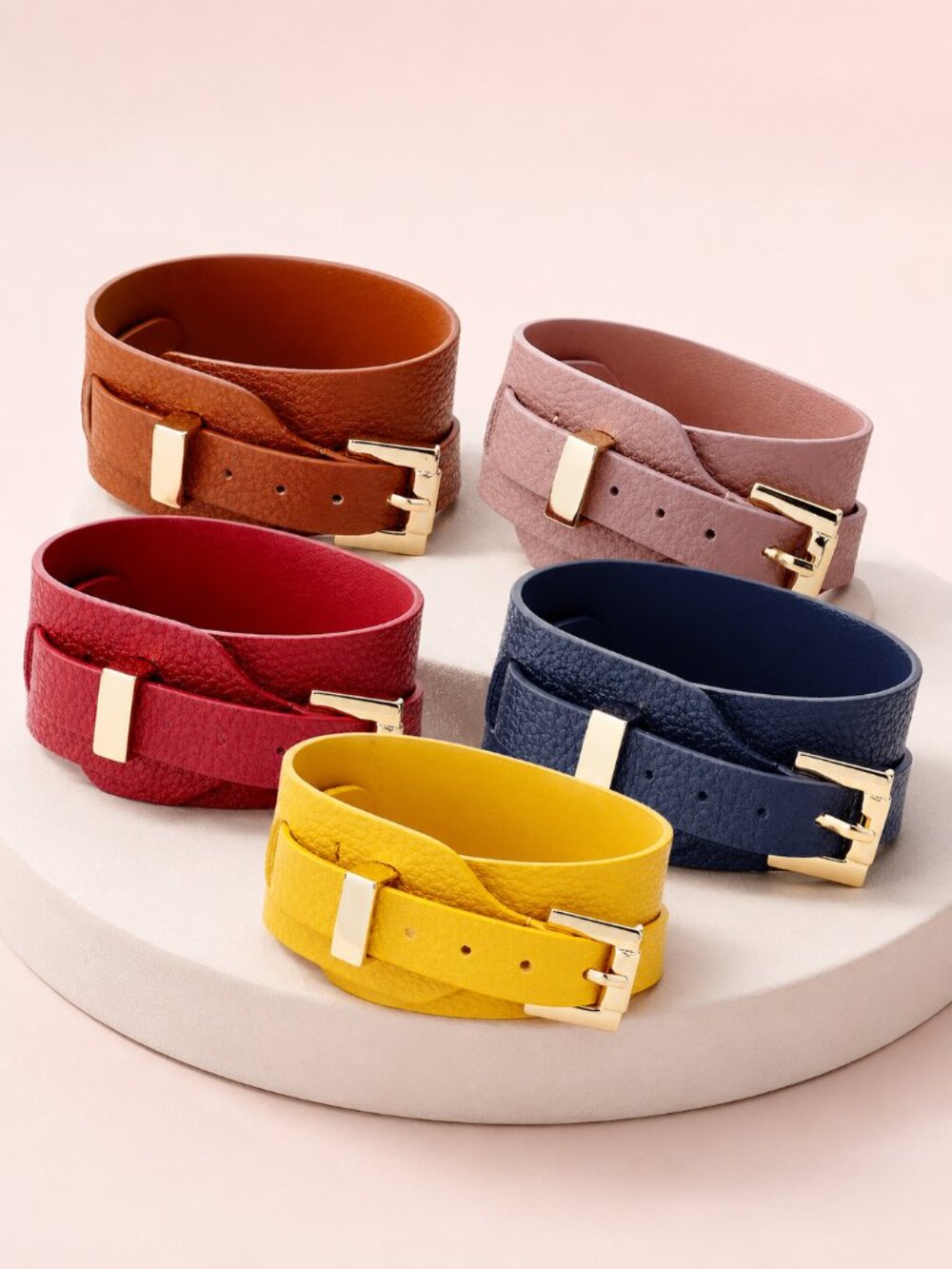 New Anthro Vibe Buckle Up Vegan Leather Wrap Cuff Bracelet in 5 Color Options - Picture 2 of 13